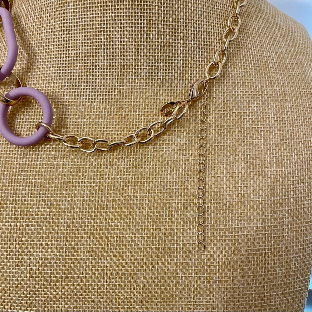 New Chico’s Gold & Purple Chain Link Necklace - Picture 4 of 4